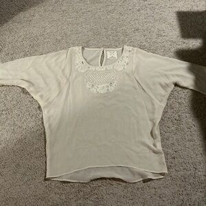 Pins and Needles Sheer Lace Blouse XS Boho Romantic Cream Top Coquette